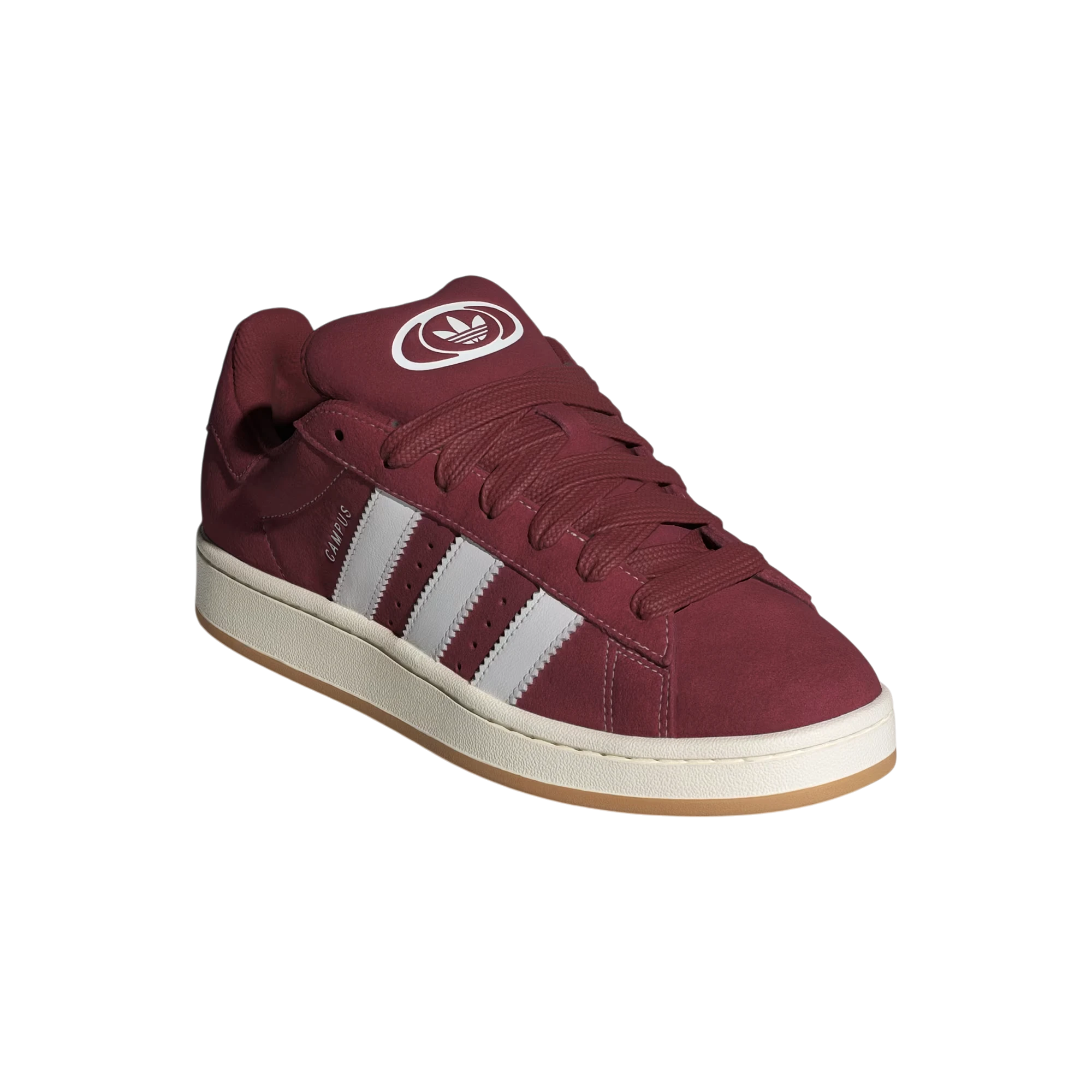 Zapatillas Adidas Campus 00s de ante color burdeos con detalles blancos y suela de goma. Estilo retro.