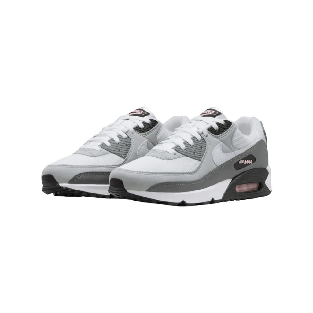 Zapatillas Nike Air Max 90 Pink Foam de THE KICKS WORLD en blanco, gris y rosa con unidad Air visible