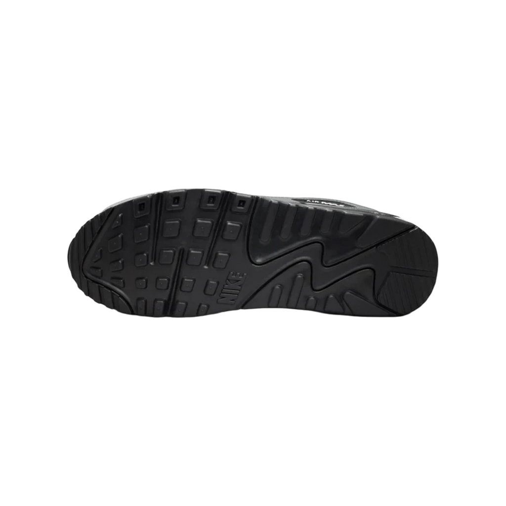 Suela de goma negra con patrón de tracción icónico de las zapatillas Nike Air Max 90 de THE KICKS WORLD