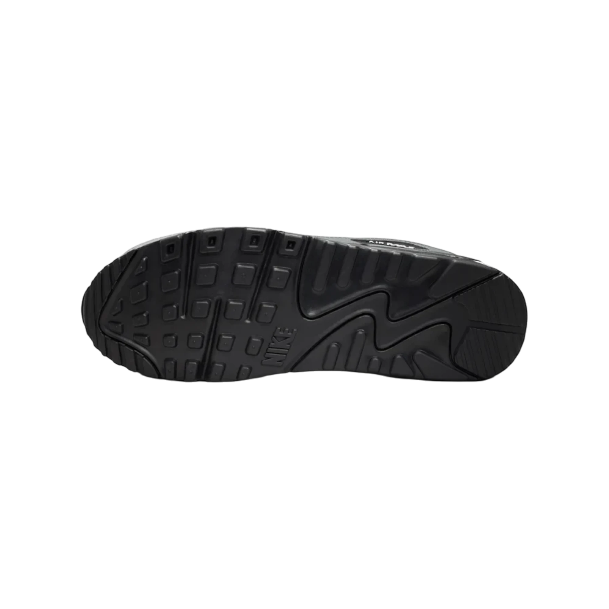 Suela de goma negra con patrón de tracción icónico de las zapatillas Nike Air Max 90 de THE KICKS WORLD