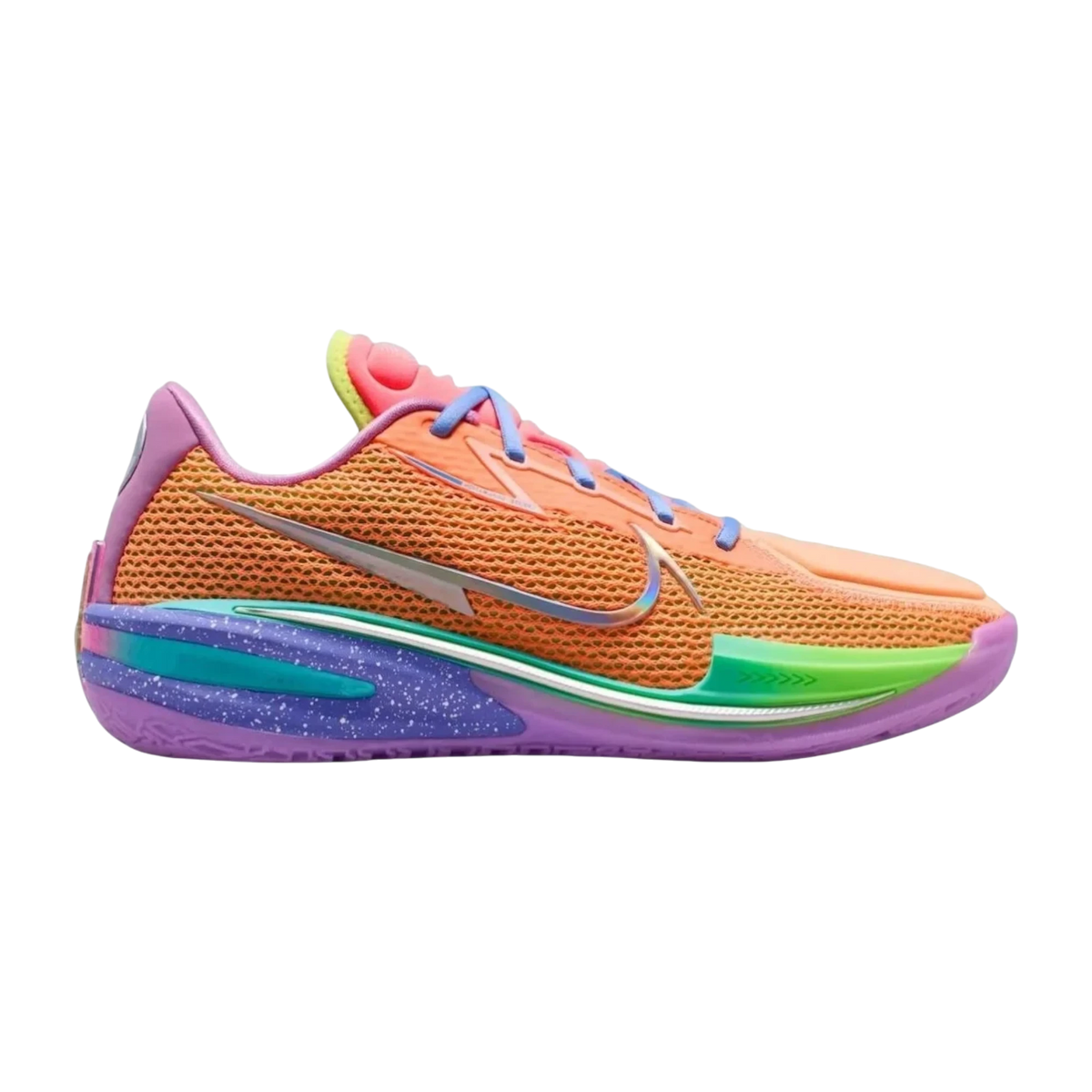 Zapatillas de baloncesto THE KICKS WORLD Nike Air Zoom GT Cut Dylan Harper Tri-State en tonos naranja, morado y verde.
