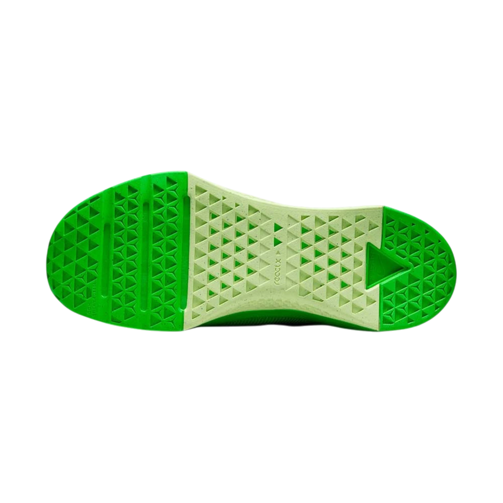Suela de zapatilla THE KICKS WORLD Nike Metcon 10 en tonos verde brillante y lima para entrenamiento de alto impacto