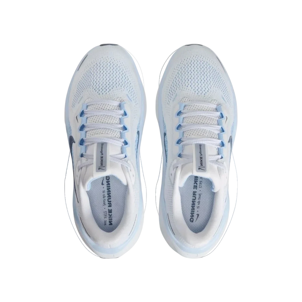 Zapatillas de running THE KICKS WORLD Nike Pegasus 41 en blanco y azul con malla técnica y diseño ergonómico.