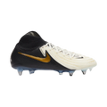 Botas de fútbol THE KICKS WORLD Nike Phantom Luna 2 Elite SG-Pro en blanco y negro con detalles dorados y tacos metálicos