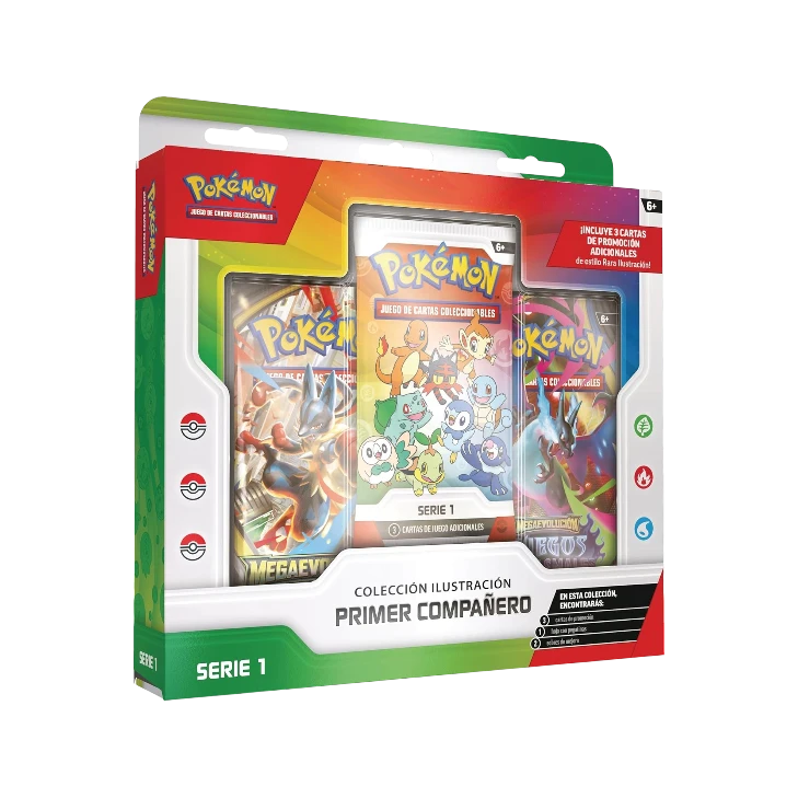 Caja de coleccionista THE KICKS WORLD Pokémon Colección Ilustración Primer Compañero Serie 1 con cartas y sobres